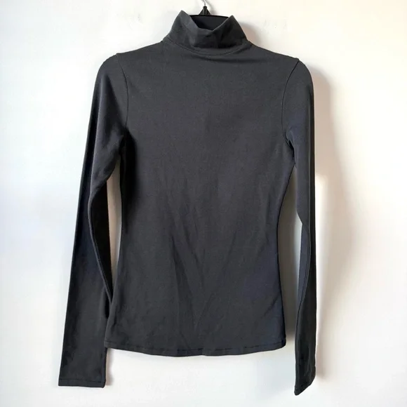 Skims Cotton Jersey Turtleneck Long Sleeve Top Soot Black S - Picture 4 of 9